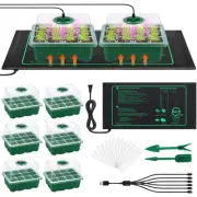 6 Pack Seed Starter Tray Kit with Grow Light and Seedling Heat Mat 72 Cells Seed