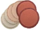 Fall Round Placemats Set of 6, 100% Cotton Boho Placemats Table Mats, Heat Re...