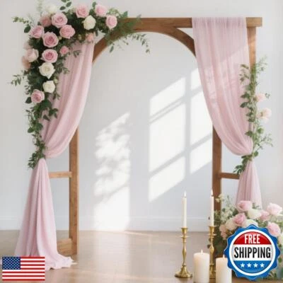 MLMW Wedding Arch Draping Fabric 1 Panel 29" x 20Ft Easter Pink Sheer Wedding
