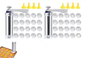 2pcs Cookie Biscuit Press Set DIY Baking Tools with 20 Cookie Discs Icing Tips Maker for Kitchen