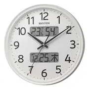 RHYTHM Wall Clock, Radio-Controlled, Analog, Continuous Second Hand, Temperature
