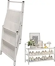 Bamboo Shoe Rack, Multipurpose Shoe Organizers, Stackable Folding Shoe Rack, Space-Saving Folding Shoe Rack, Compact Folding Shoe Rack, Portable and Ideal to Use for Living Room Or Outdoor