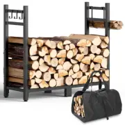 Firewood Rack Indoor with Log Carrier, 34inch Outdoor Wood Rack for Firewood, Fi