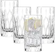 Schott Zwiesel Age 124301 Long Drink Glass Set of 4 Modern Long Drink Glass with Ribbed Relief Dishwasher Safe Crystal Glasses