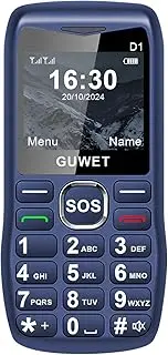 Guwet D1 Mobile Senior Mobile Phone Without Contract, Phone3, Dual SIM with Emergency Button, Pensioner Mobile Phone Large Buttons, 1600 mAh Battery, Long Standby Time, Blue