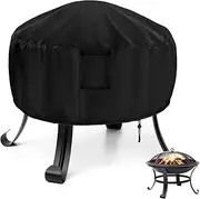 Round Fire Pit Cover, 30 Inch Outdoor Firepit Covers, Heavy-Duty Windproof Waterproof Fire Bowl Cover for Firepit