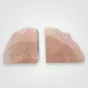 Pink Rose Quartz Crystal Bookends Natural Stone Book Ends Bookshelf Décor (AL)
