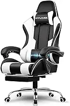 GTPLAYER Gaming Chair, Computer Chair with Footrest and Lumbar Support, Height Adjustable Game Chair with 360°-Swivel Seat and Headrest and for Office or Gaming (White) 800a 22D x 20W x 51H Inch