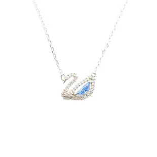 SWAROVSKI Dazzling Swan 璀璨藍色水晶天鵝造型銀色項鍊