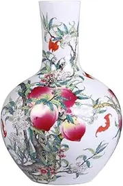 Chinese vase Floor vase Retro Ceramic Pastel Nine Peach Vase Chinese Style ation Living Room Study TV Cabinet Flower Arrangement