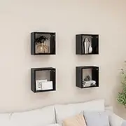 Wall Cube Shelves 4 pcs High Gloss Black 26x15x26 cm Modern Storage Display Units