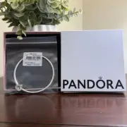 Pandora Radiating Heart Clasp Bangle Sterling Silver Size 7.5, Sealed w/ Box