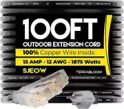 Black outdoor extension cord Multi-socket - ultra-flexible SJEOW rubber, light