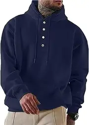 [Ryehack] Men's Hooded Sweatshirt Padded Pullover Long Sleeve Slim Fit with Kangaroo Pocket S-3XL