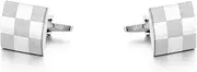 [Longcreek] Mens Classic Square Cufflinks Scottish Cufflinks Laser Cufflinks French Cufflinks Silver Check Brass Studs Tuxedo Shirt, NO, No, No