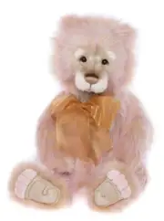 Charlie Bears 2023 Sunset Pink Plush Bear with a Bow Large Teddies Fluffy Cute