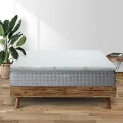 Giselle Bedding 8cm Thick King Memory Foam Mattress Topper, Foldable Bed Mattresses Toppers Protector Bamboo Cool Cover Sleeping Mat Home Bedroom, Removable Washable White Blue