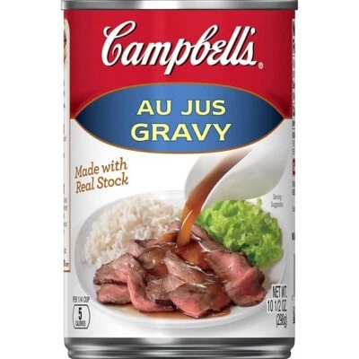 6 X Campbell's BEEF AU JUS Gravy 10.5oz Cans 6 Cans Earliest Best By Date 3/2026