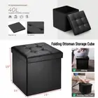 FoldableOttoman Storage Cube Footstool Stool Box Pouf Seat Bench PU Faux Leather