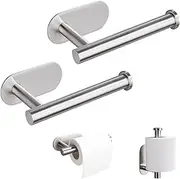 2 Pack Adhesive Toilet Paper Holder, 3M Sticky on Wall, No Drill Required, Silver Brushed Nickel 304 Stainless Steel Anti-Corrosion and Rust-Proof, Bathroom Wall Mount Roll Holders