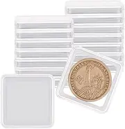 FINGERINSPIRE 60pcs 30mm Coin Capsules 5 Sizes 17/20/25/27/30mm White Protect Gasket Coin Holder Case Square Coins Collector Storage Box Protector Capsules for Coin Collection Supplies
