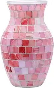 ZHIPINHUI 8" H Pink Mosaic Vase.Exquisite Craftsmanship.Decor Home Modern Midsize All Handmade Mosaic Vases .Beautiful Glass Vase for Home&Office Decor.Unique Mosaic Glass Vase Gift