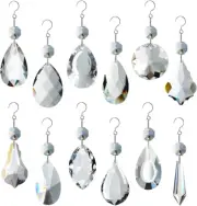 12Pcs Glass Crystal Chandelier Prisms, Rainbow Hanging Crystals Suncatcher for W