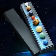 Natural Gemstone Solar System Model Kit, 8 Planet Chakra Healing Crystal Ball Set for Space Decor, Meditation, and Gifts, Unique Celestial Design for Astronomy Enthusiasts, Home Office Desk Decoration