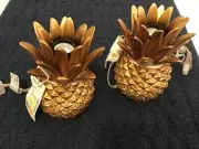 GOLD PINEAPPLE 2 READING LAMPS Small Sz New