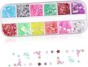 COHEALI 12 Vibrant Colors Nail Glitter Pack for Special Occasions Easy Application Cleaning Craft Makeup Add-ons
