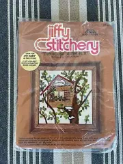 Vintage Jiffy Stitchery Crewel Kit #730 Treehouse in The Elm Sunset Linda Gillum
