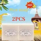 2Pcs Rice Soap Whitening Rice Milk Soap Handmade Goat Milk Facial Soap