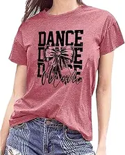 [TGAABXI] Mama Shirts for Womens Dance Mom Tshirt Funny Short Sleeve Letter Printed Tees Mom Gift Tops, Rose Red, X-Large