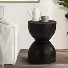 Black Side Table for Living Room round Coffee Table Stand End Table Concrete Bed