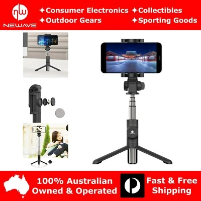 NEWAVE Extendable Selfie Stick Tripod 360° Rotating Phone Clip Bluetooth Shutter