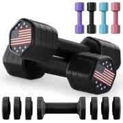 Adjustable Dumbbell Set of 2, 4 in 1 Hand Weights for Women at Home, 5 lb
