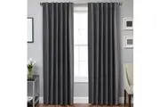 1 Pair Blackout Curtains for Bedroom Blockout Window Curtain Draperies for Living Room, Rod Pocket / Back Tab Curtain Header, Charcoal Grey