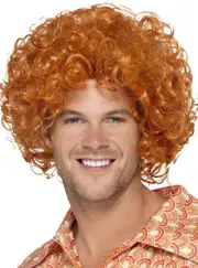 Curly Orange Mens Afro Costume Wig