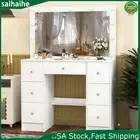 Makeup Table Dressing Desk w/ 11 LED Lights Mirror Vanity Table Storage Drawers