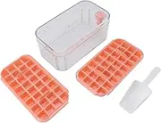 Ice Cubes Tray Easy Release Large Capacity 64 Grids Double Layer Ice r Mould with Lid Bin Scoop for Cocktails Coffee Whiskey Premium PP Material 23 x 12.5 x 9.5cm (Roseate)