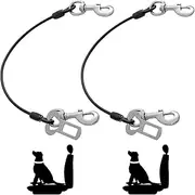 Dog Seat Belt Harness for Car,2pcs Dog Seatbelt of Coated Wire Leash Safety Restraint,No Chew Tether Cable Vehicle Dog Accessories,Double Clips & Latch (2 Pack Black, 32 inch/80 CM)