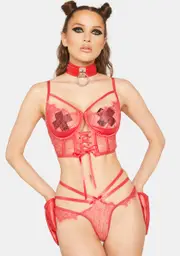 [Roma] Pink Balconette Lashes For Lace Lingerie Set