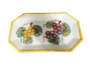 DERUTA Italy Hextagonal Rectangle TRAY Dish GRAPES 6.5" x 11" Dipinto A Mano
