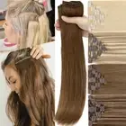Double Weft Clip In 100% Remy Russian Real Human Hair Extensions Full Head Thick