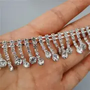 Crystal Rhinestone Tassel Chain Metal Fringe Trim Clothing Craft Accessory 1Feet