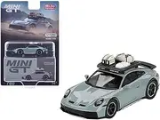 1:64 Diecast Model Car Compatible with Porsche 911 Dakar Shade Green Metallic with Roofrack and Luggage by Mini GT