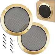 Kalevel 2 Pcs 6.5 Inch Speaker Grill Cover Mesh Grill Metal Speaker Grill Covers Protective for Car Subwoofer with Mounting Screws Gold