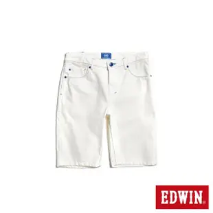 【EDWIN】男裝 加大碼 EDGE JERSEYS 迦績合身牛仔短褲(白色)