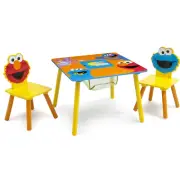 Sesame Street Wood Kids Storage Table and Chairs Set by Delta Children, Greengua