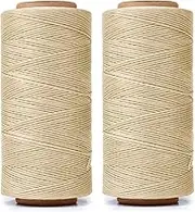 HILELIFE Waxed Thread, 568 Yards 2 PCS 150D 0.8mm Waxed Thread for Leather Sewing, Leather Thread for Hand Sewing, Leather Craft DIY, Wallets, Shoe Repairing, Book Binding (Beige)